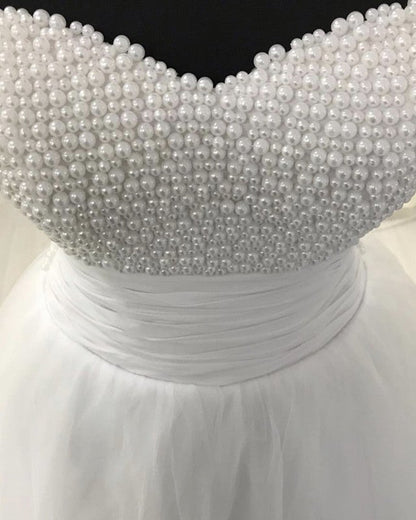 Pearl Sweetheart Tulle Wedding Dresses