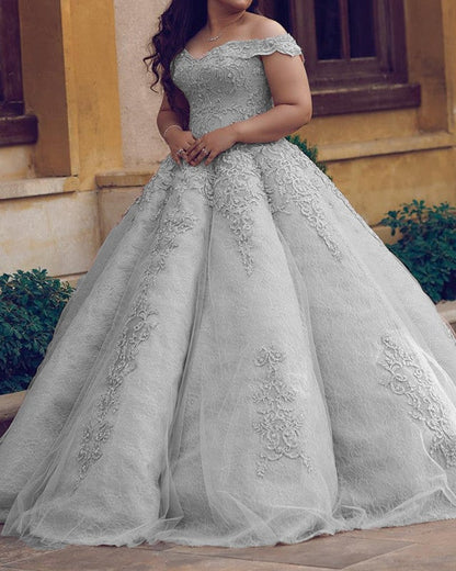 Plus Size Ball Gown Dresses Off Shoulder Appliques