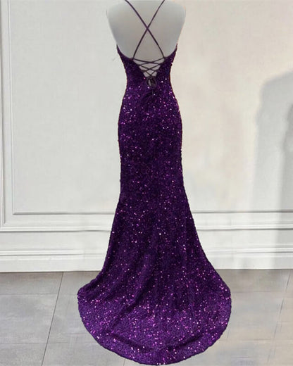 Mermaid Dark Purple Sequin Dress