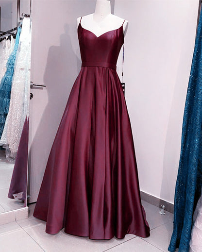 Long Royal Blue V Neck Prom Dress Spaghetti Strap