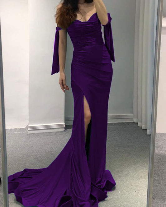 Mermaid Dark Purple Slit Dress