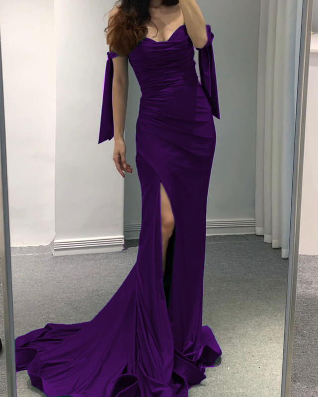 Mermaid Dark Purple Slit Dress