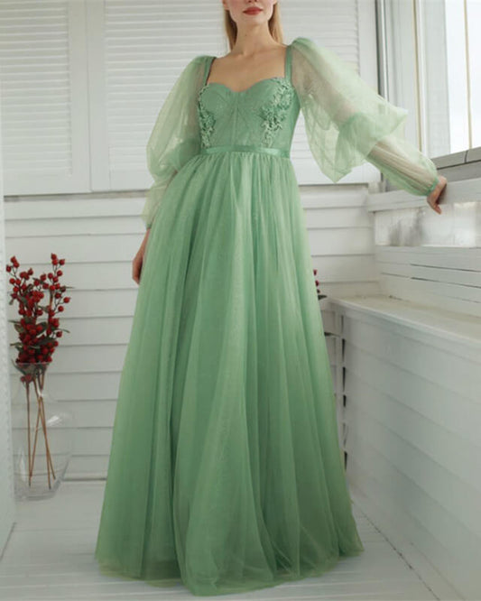 Light Green Tulle Cottagecore Corset Dress