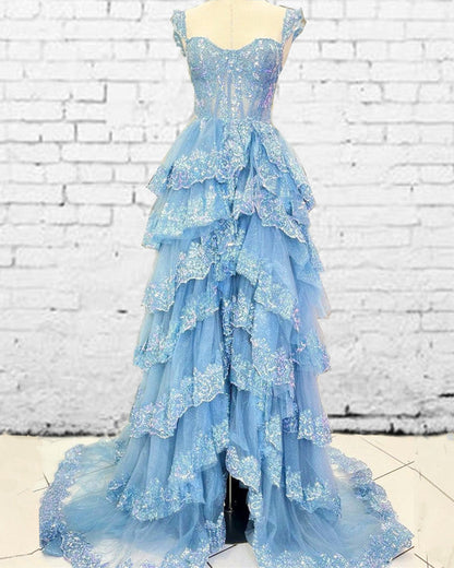 Lace Off Shoulder Corset Layered Dress