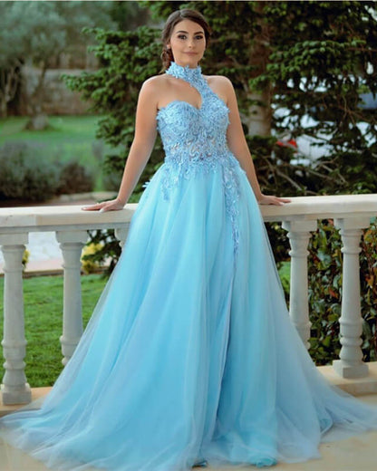Ball Gown Tulle One Shoulder Appliques Dress
