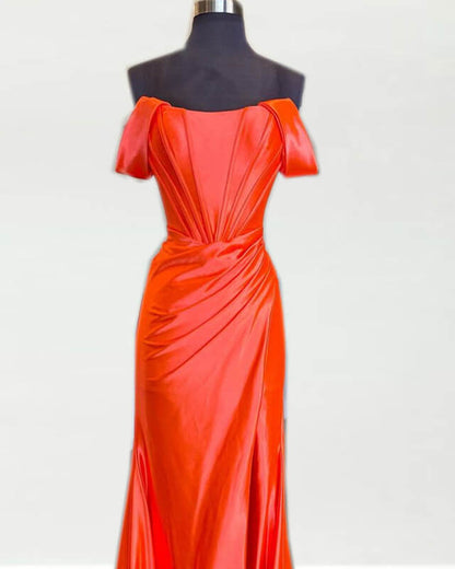 Mermaid Orange Off The Shoulder Dress