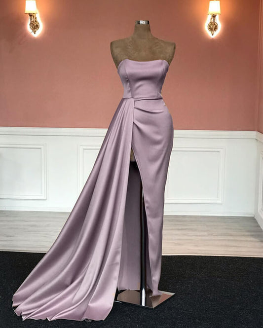 Mermaid Sleeveless Sweetheart Satin Split Dress