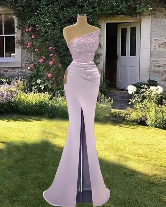 Mermaid Lilac Split Strapless Dress