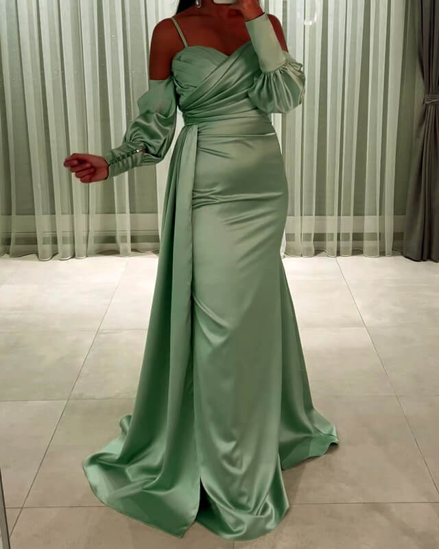 Mermaid Cold Sleeve Satin Dress
