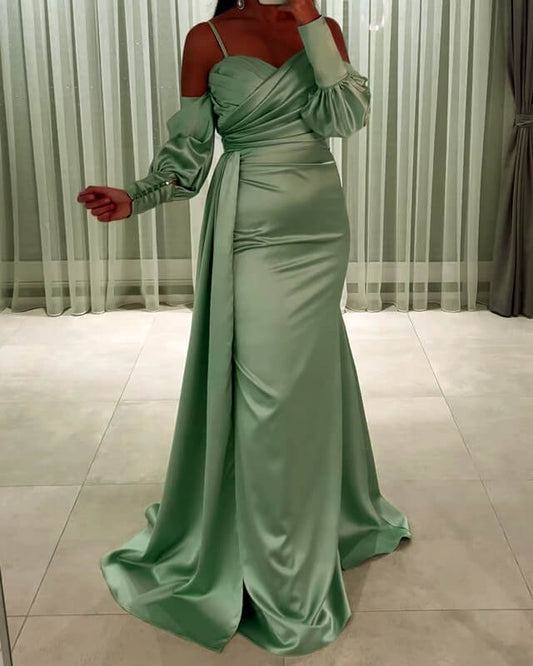 Mermaid Cold Sleeve Satin Dress