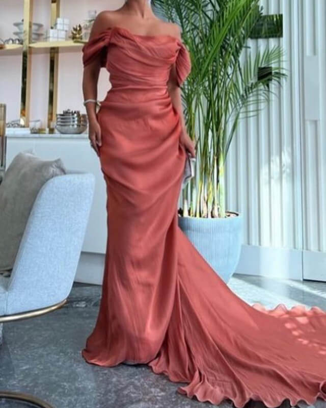 Mermaid Ruched Off The Shoulder Organza Dress
