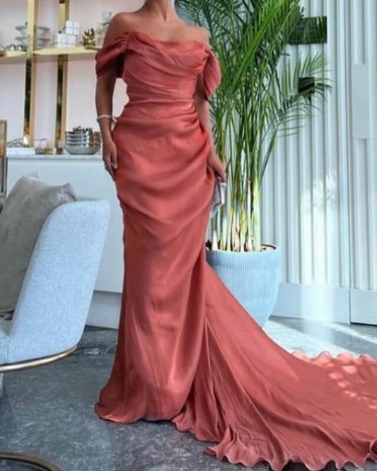 Mermaid Ruched Off The Shoulder Organza Dress