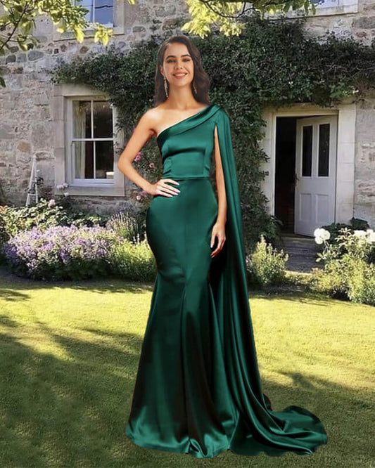 Mermaid One Shoulder Satin Gown