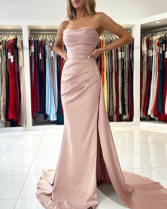 Long Mermaid Strapless Split Dress