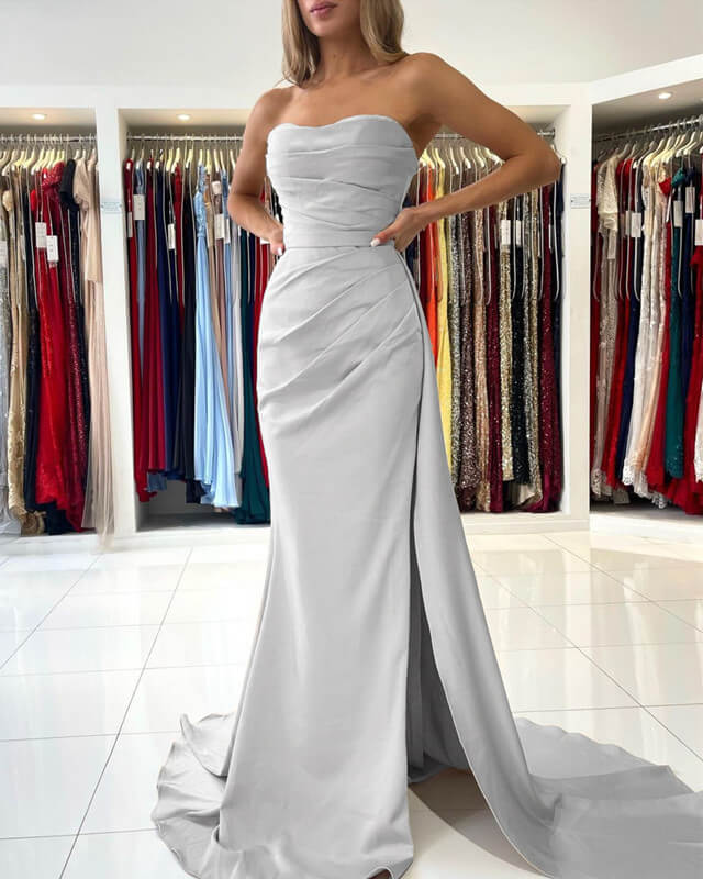 Long Mermaid Strapless Split Dress