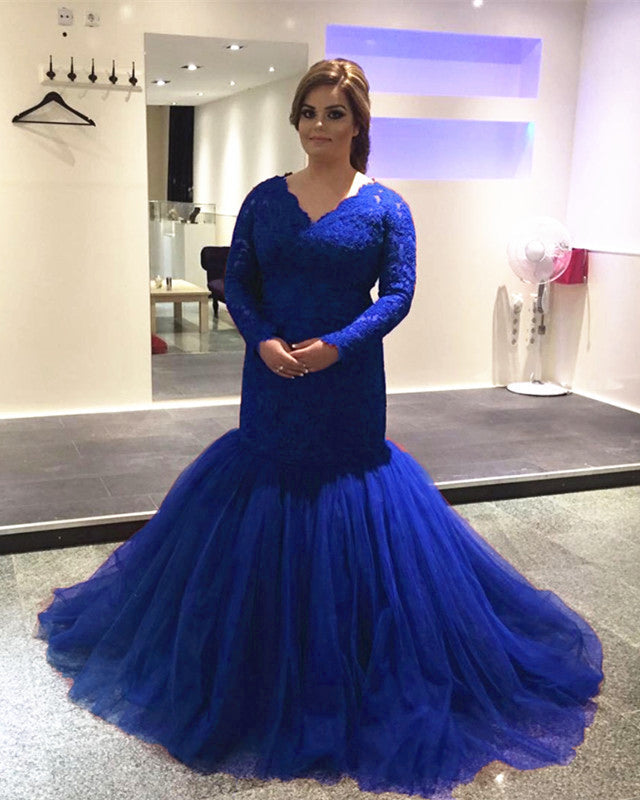 Arabic Evening Dresses Lace Long Sleeves Mermaid Gowns
