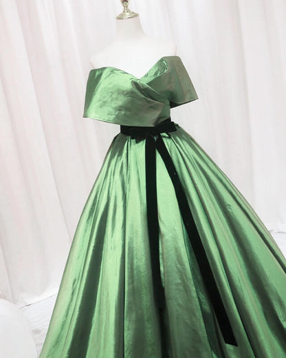 Poofy Satin Off The Shoulder Dress