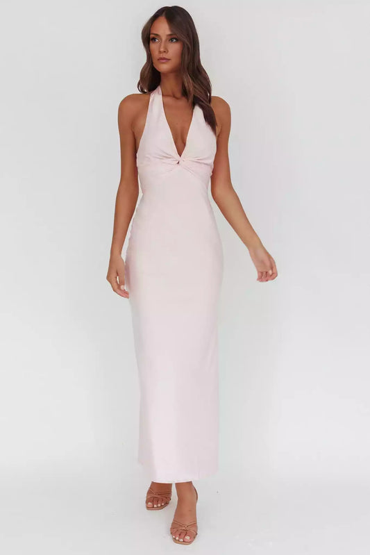 Prom Dresses with eye-catching lining, twisted chest, backless, zipper at the back