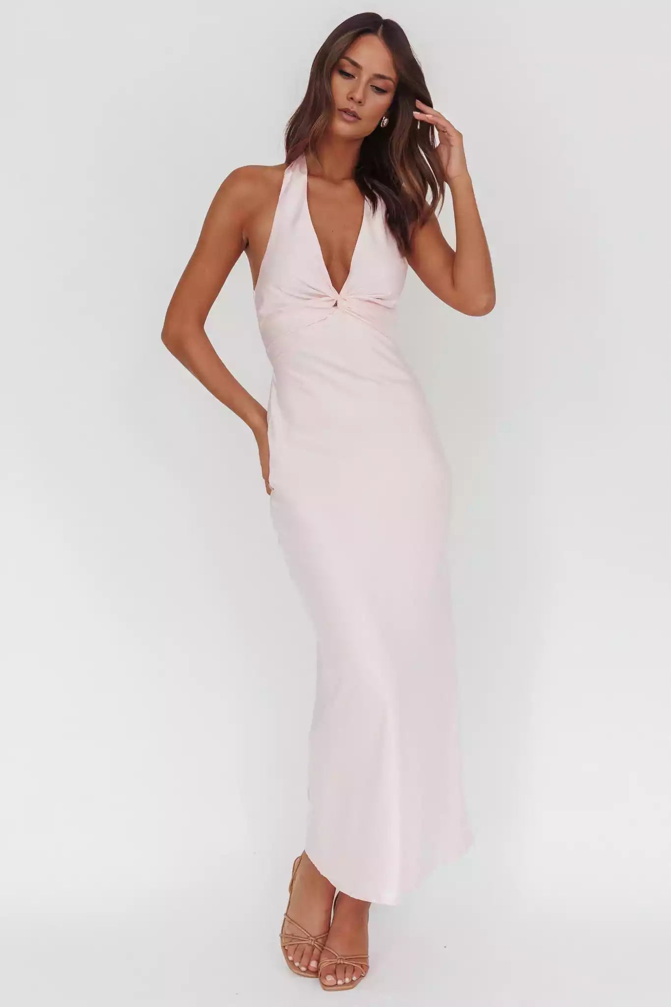 Prom Dresses with eye-catching lining, twisted chest, backless, zipper at the back