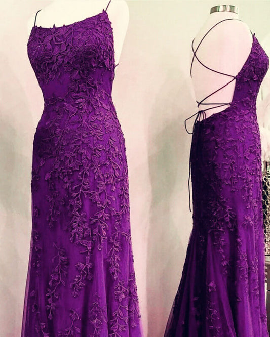 Lace Mermaid Strappy Back Dress