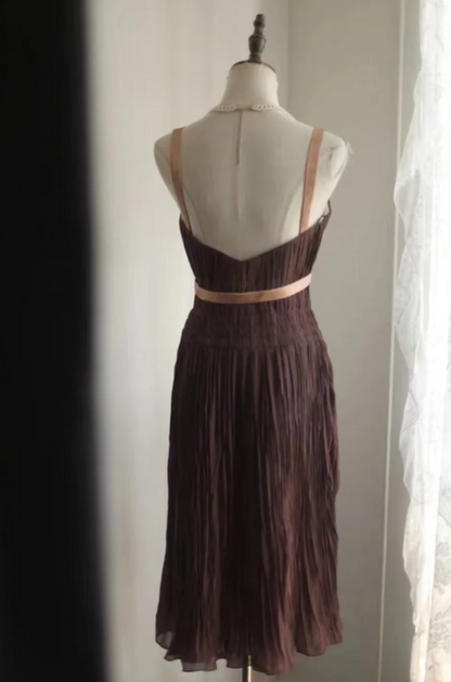 Brown Shiny Beaded Chiffon Homecoming Dress Fashion Birthday Party Dress Evening Dress gh4815