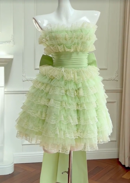 Girlhomeshops -Green sweet cute short layered homecoming dress birthday party dress gh5097
