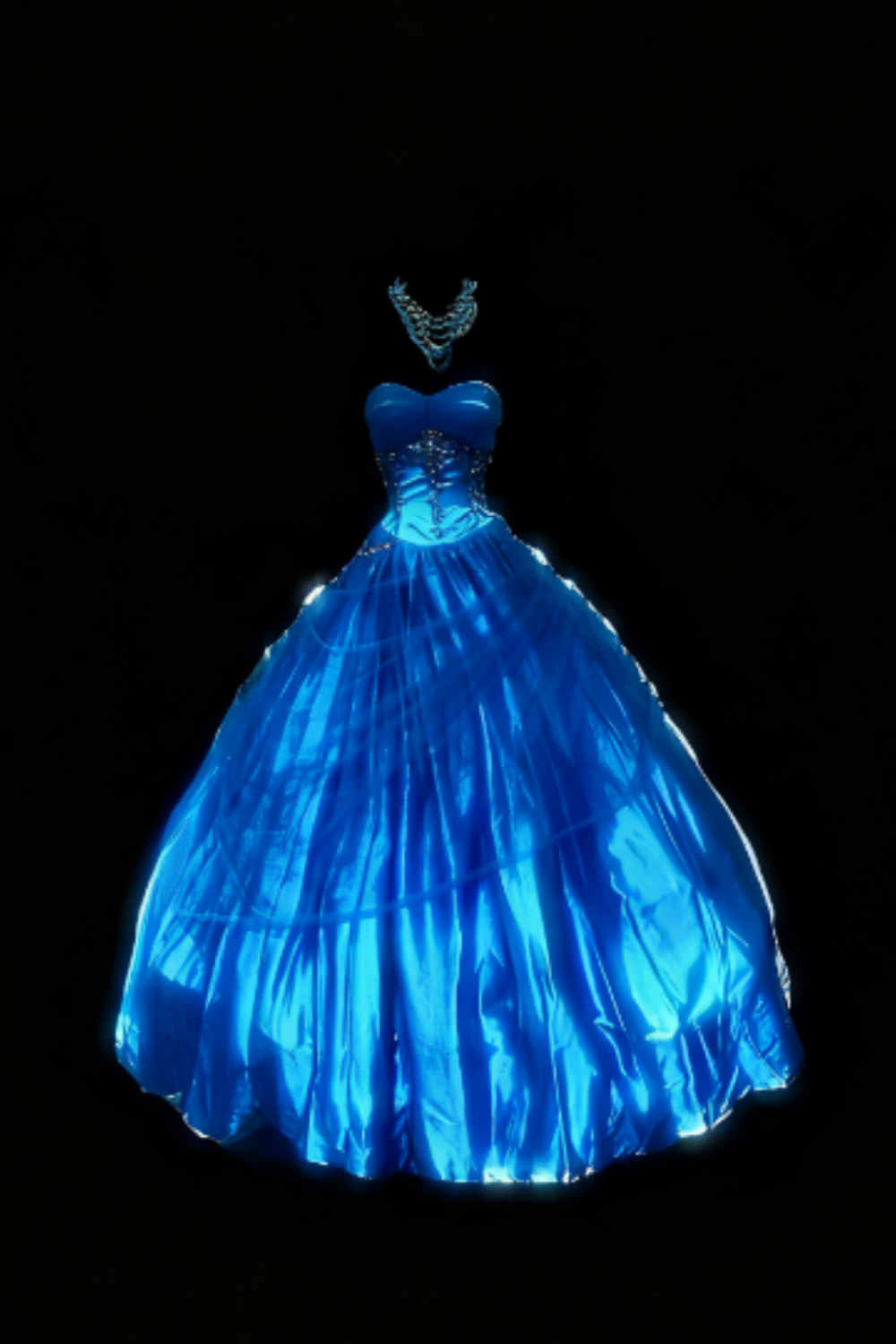 girlhomeshops-Blue Strapless Long Organza Gown  gh5823