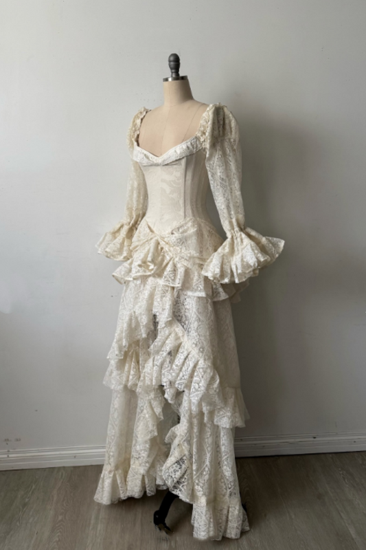 Vintage long-sleeved delicate lace wedding dress gh6848