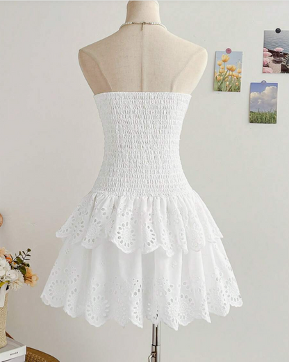 Sweet Heart Neck White Lace Birthday Cake Dress Homecoming Dress cc3867