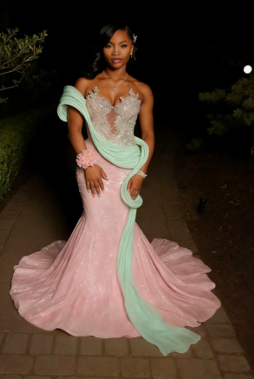 Luxurious Mint Green Mermaid Strapless Sequined Prom Dress Evening Dress cc4997