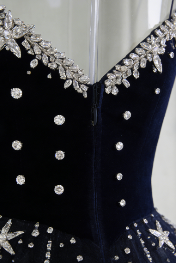 Dreamy Starry Night Navy Blue Star Beaded Tulle Long Prom Dress Evening Dress cc5633
