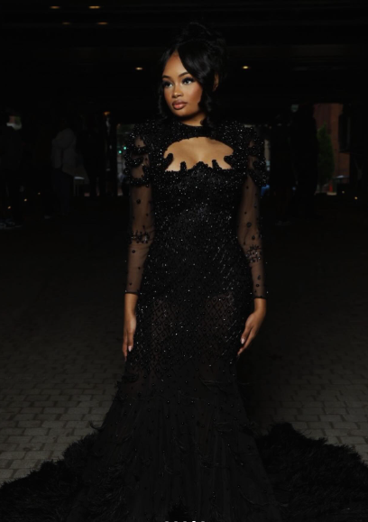 Gorgeous Black Mermaid Beaded Feathers Evening Gown,Formal Prom Party Dress cc2517