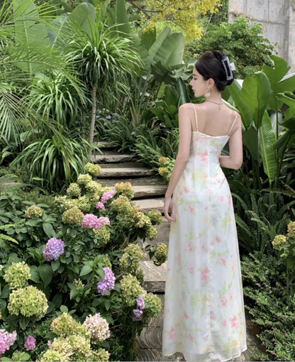New Fashion Sexy Floral Design A-Line Beach Holiday Spaghetti Strap Dress HZ1024