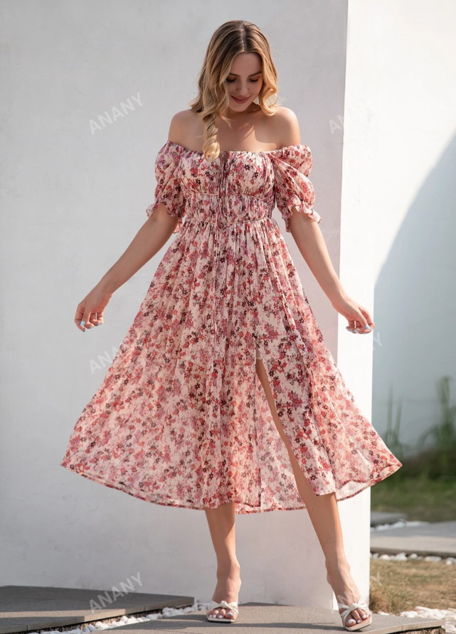 Retro Design Chic Spaghetti Strap Floral Dress HZ1024