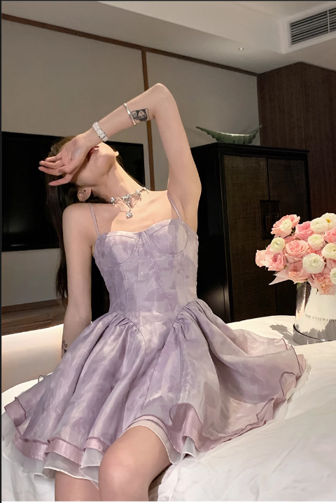 New Fashion Floral Design A-line Sleeveless Spaghetti Strap Puffy Dress HZ1024