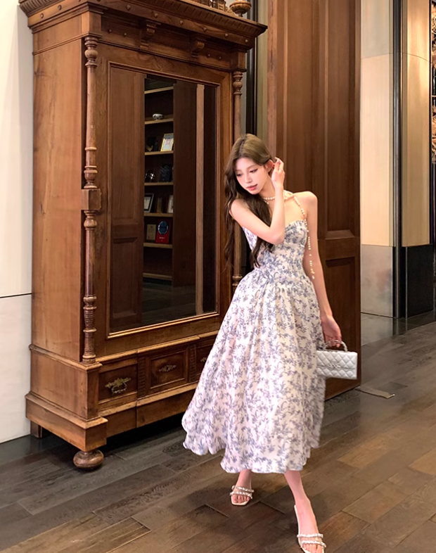 New Fashion Floral Design Long A-line Strapless Dress HZ1024