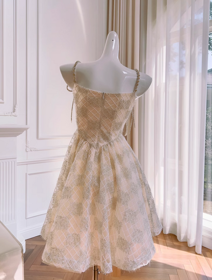Chic Spaghetti Strap Beading A-line Tulle Party Dresses Homecoming Dresses, HZ1024