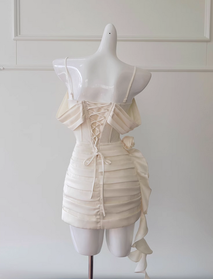 Vintage Beige Spaghetti Strap Design Sheath Party Dresses Homecoming Dresses, HZ1024