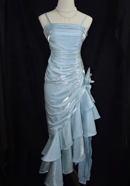 Elegant Chiffon Prom Dress Sheath Evening Gown Party Dress Spaghetti Strap Formal Dress HZ1024