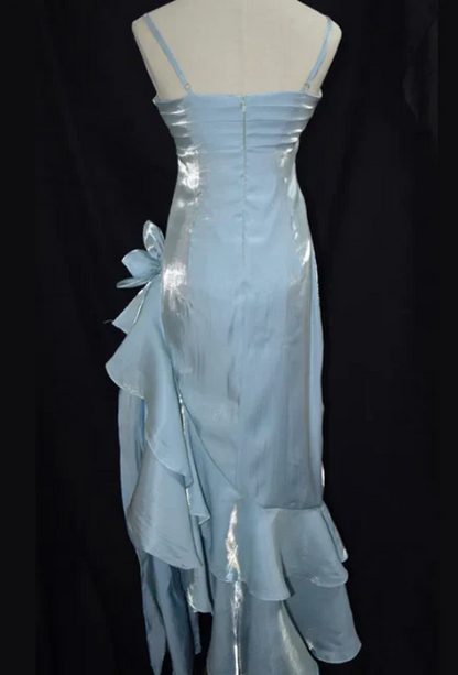 Elegant Chiffon Prom Dress Sheath Evening Gown Party Dress Spaghetti Strap Formal Dress HZ1024