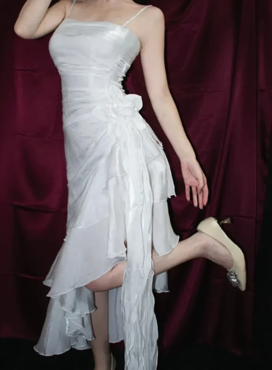 Elegant Chiffon Prom Dress Sheath Evening Gown Party Dress Spaghetti Strap Formal Dress HZ1024
