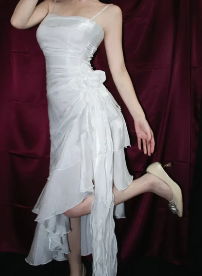 Elegant Chiffon Prom Dress Sheath Evening Gown Party Dress Spaghetti Strap Formal Dress HZ1024