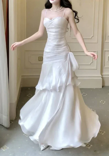 Elegant Satin Sweetheart Prom Dress Mermaid Spaghetti Strap Evening Gown Party Dress Long Formal Dress HZ1024
