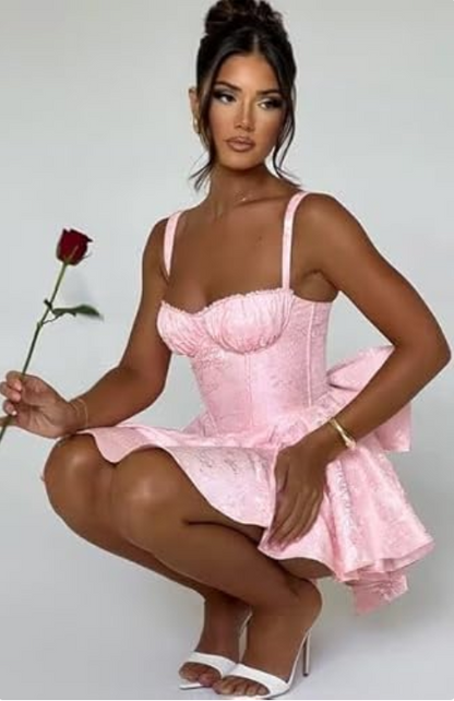 Vintage A-Line Bowknot Homecoming Dress Satin Party Dress Short Cocktail Dress HZ1024