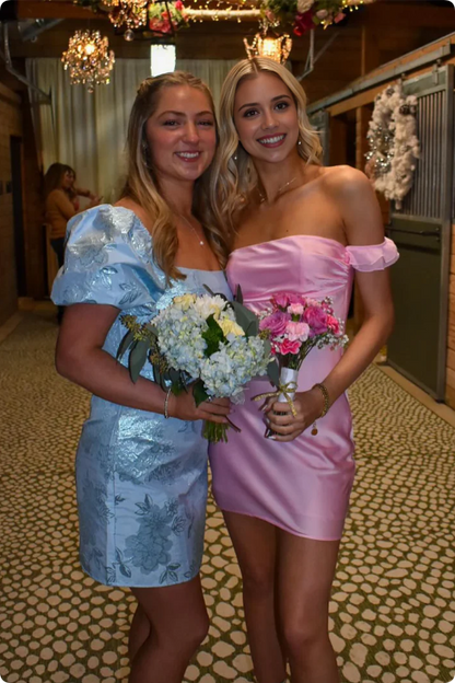 Vintage Pink Off-the-shoulder Homecoming Dress Satin Sheath Party Dress Short Cocktail Dress HZ1024