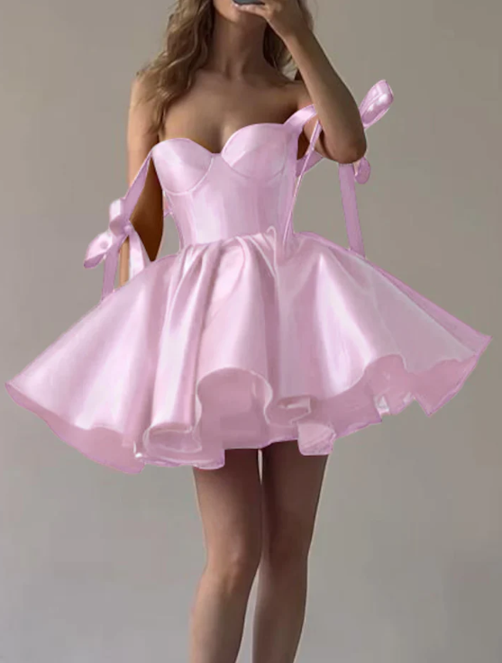 Vintage Sweetheart Straps A-Line Lace-up Homecoming Dress Party Dress Short Cocktail Dress HZ1024