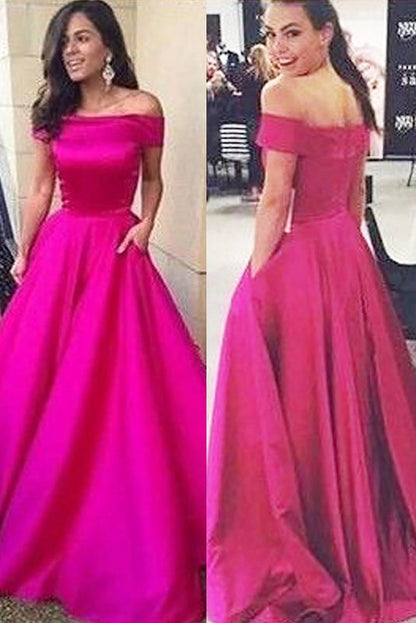 Modern Ball Gown Off-the-Shoulder Sweep Train Prom Dresses