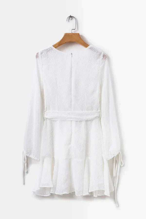 Vintage White V-neck Short A-Line Party Dress Cocktail Dress Homecoming Dress HZ1024