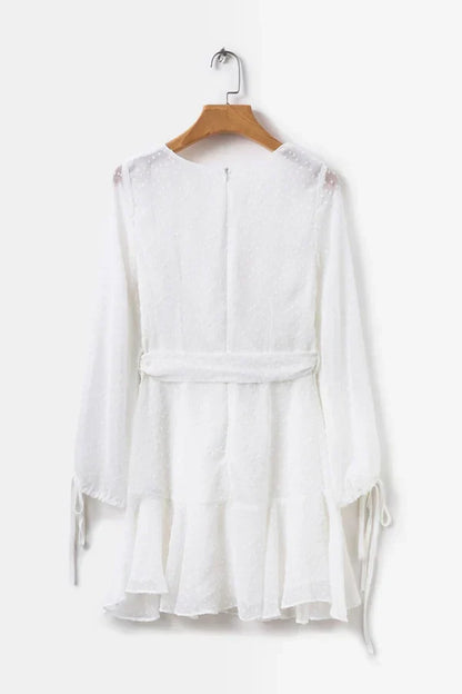 Vintage White V-neck Short A-Line Party Dress Cocktail Dress Homecoming Dress HZ1024