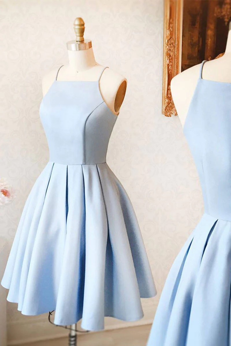 Blue/purple/red cute sweet short satin prom dress homecoming dress birthday party dress gh805